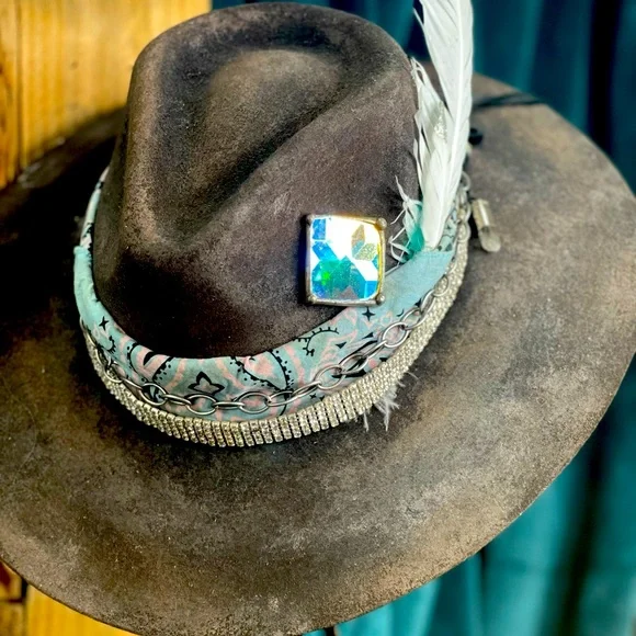 Art By Amy custom hat Original, one of a kind, hand-made art and vintage jewelry  main image 3